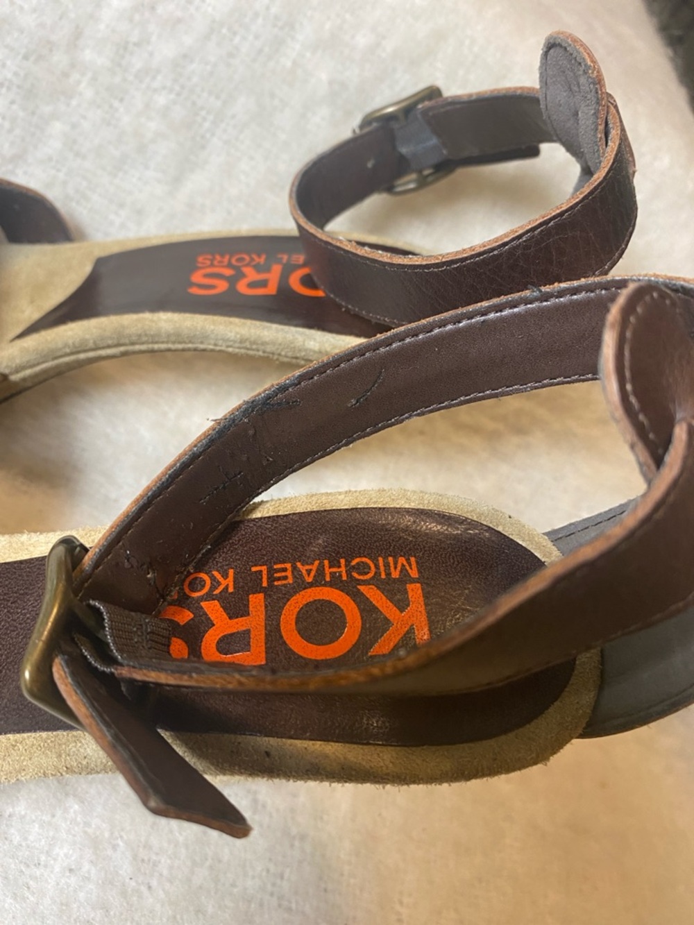 Michael Kors Brown Leather Crisscross Ankle-Strap Sandals - Picture 6 of 12